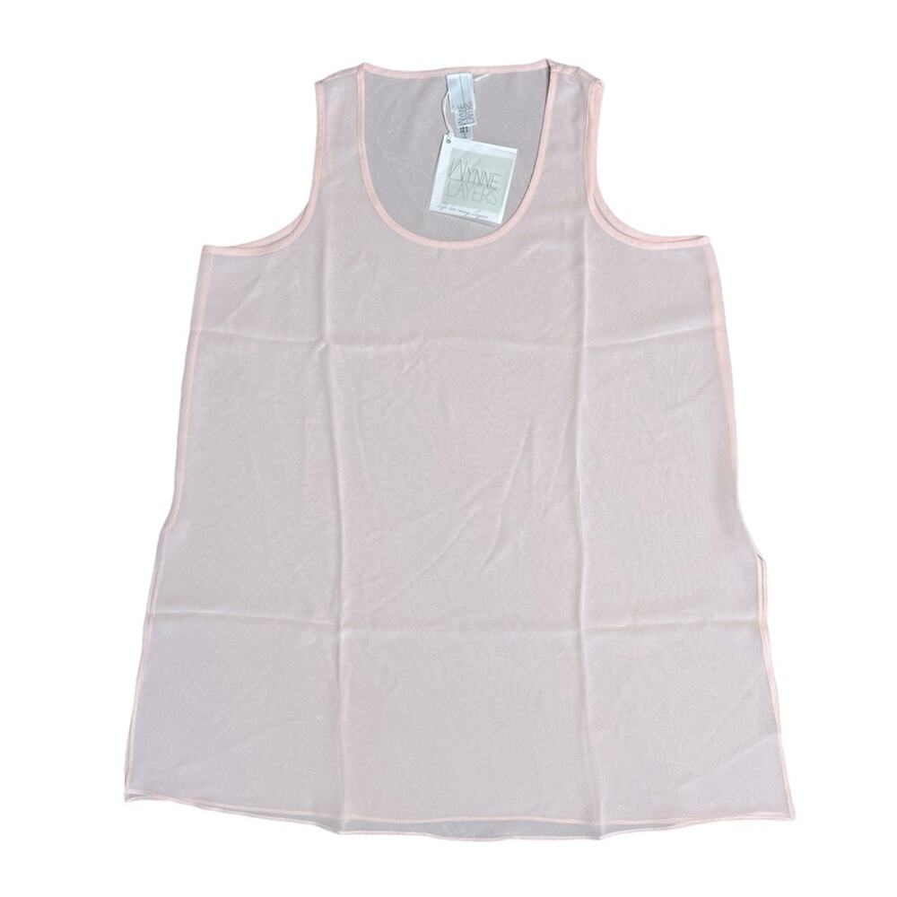 WYNNE LAYERS Semi Sheer Blush Pink Sleeveless Flowy Tank Top Blouse Women’s